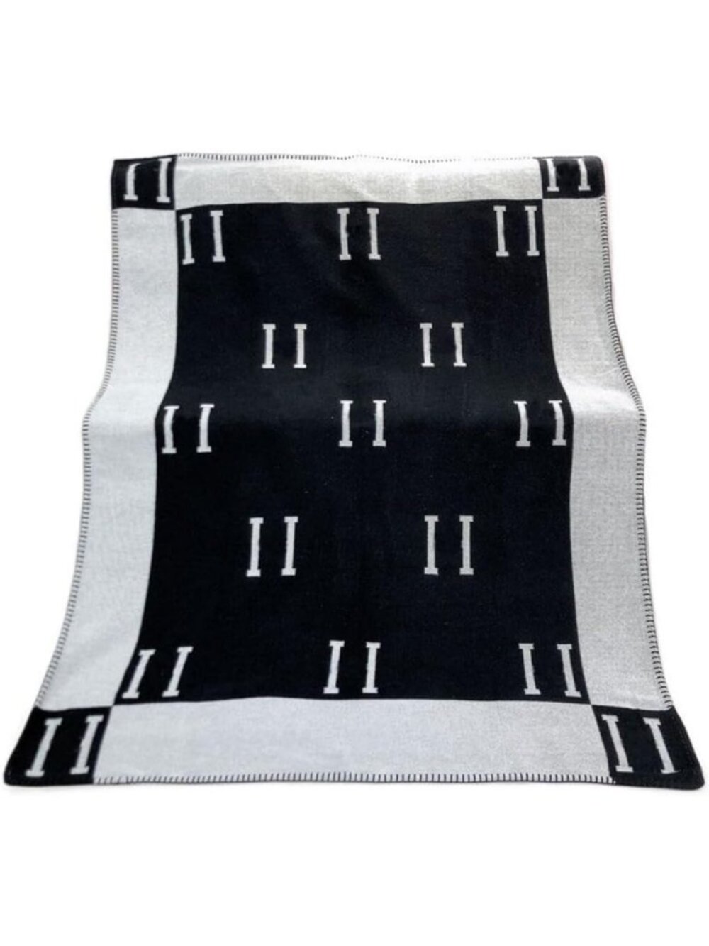 Cozy Black & White Plaid Wool Scarf Shawl - Soft, Warm, Portable Fleece Throw